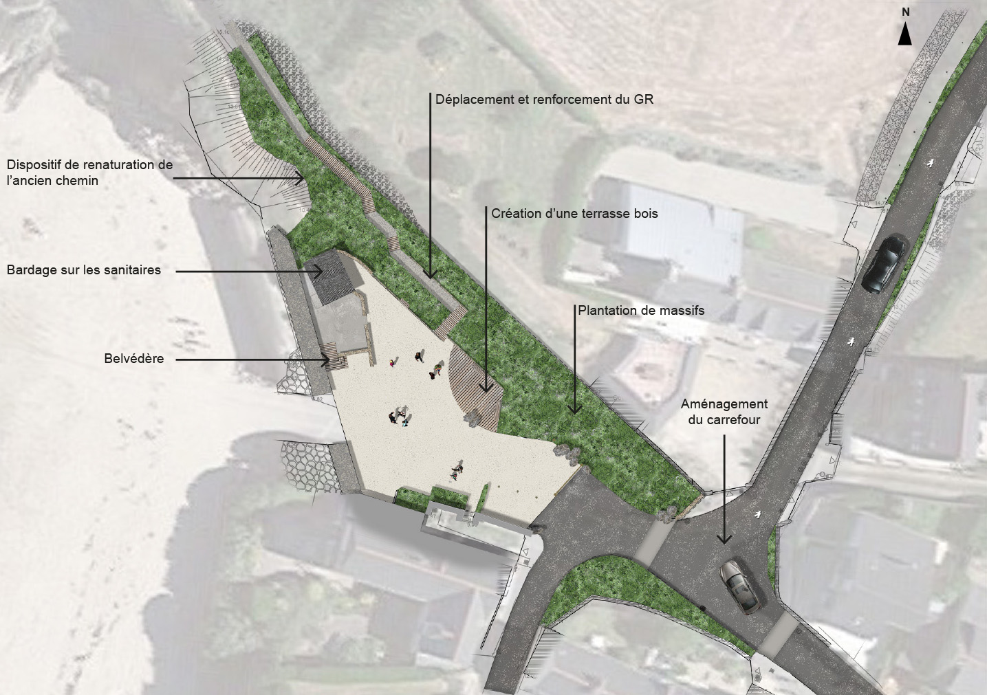 PORT MORVAN plan de l'aménagement du haut de plage